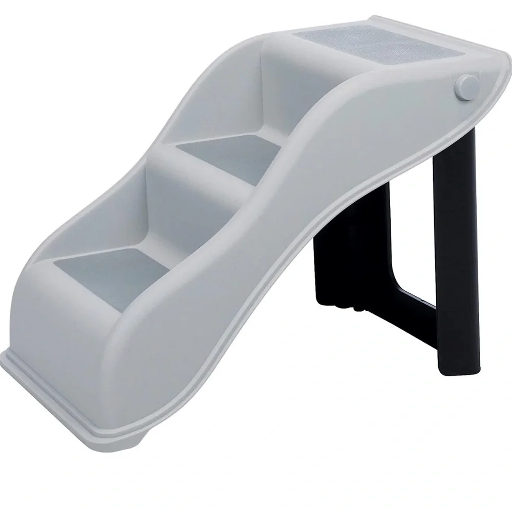 Pet Dog Stair Ramp by - White and Black Foldable Steps